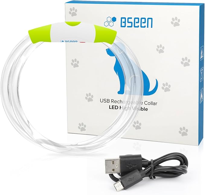 Led Dog Collar, BSEEN USB Rechargeable Flash Dog Necklace Light, Pet Safety Collar Makes Your