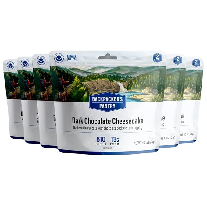 Backpacker's Pantry Dark Chocolate Cheesecake Mix, 2 Servings Per Pouch (6 Count), Freeze Dried
