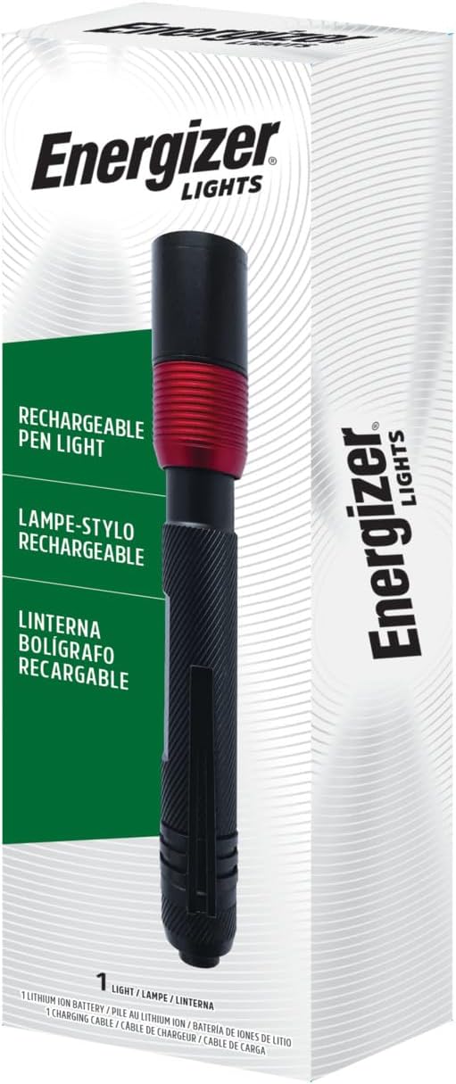 Energizer Rechargeable Penlight, 400 Lumens, IPX4 Water-Resistant, Lightweight Metal Compact