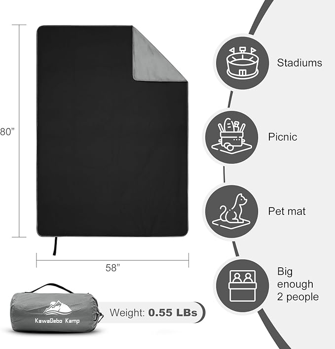 Fleece Waterproof Outdoor Blanket - Windproof Stadium Blanket for Camping, Picnics, and Sports Stay