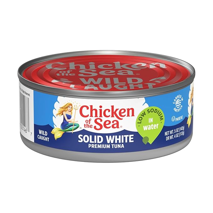 Chicken of the Sea Solid White Premium Albacore Tuna in Water, Low Sodium, Wild Caught Tuna, 5 oz.