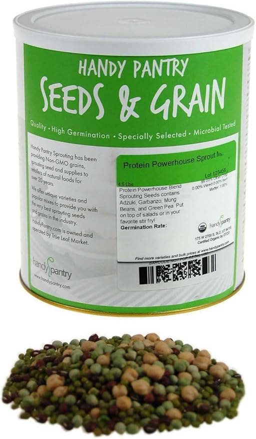 Handy Pantry Protein Powerhouse Sprouting Seed Mix: 4.5 Lb - Organic, Non-GMO - Sprouting Sprouts