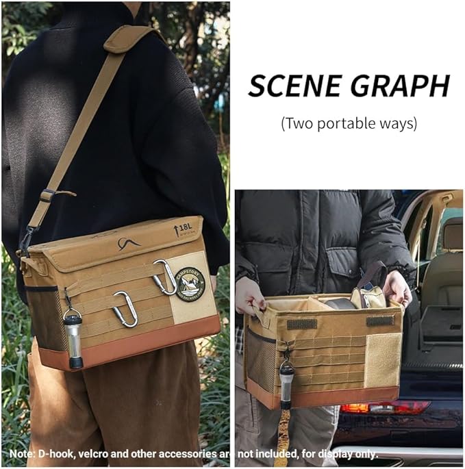 18L Camping Storage Bag, Multifunctional Waterproof Picnic Basket, Tent Stakes Organizer,with
