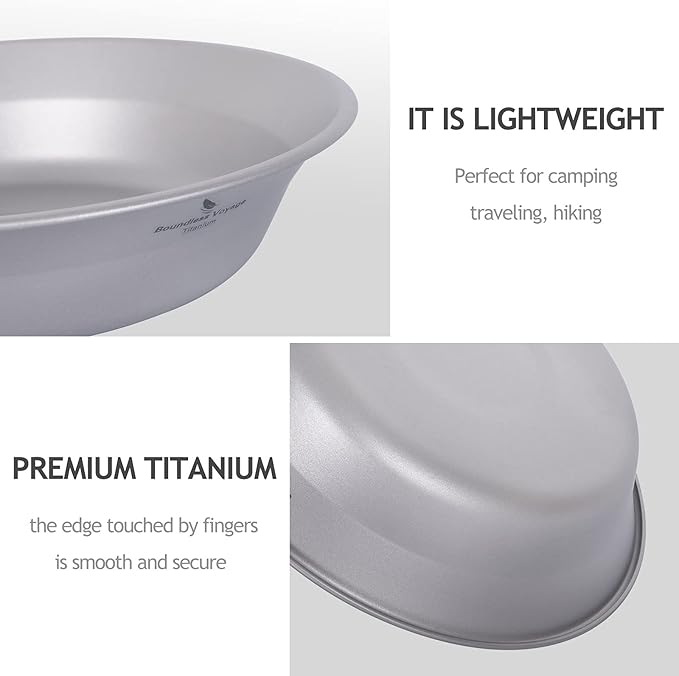 iBasingo Titanium Camping Bowl 174mm Deep Ultralight Backcountry Dining Bowl for Backpackers | 67g
