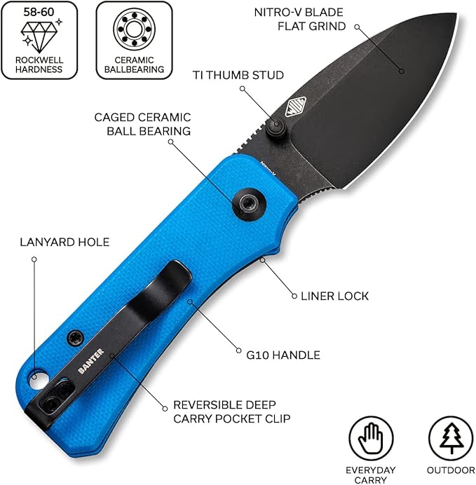CIVIVI Baby Banter Pocket Folding Knife for EDC, 2.34" Blade Small Knife with Titanium Thumb Stud
