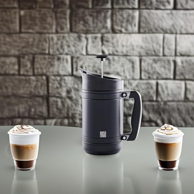BruTrek BaseCamp Coffee Press - Double Wall Insulated Stainless Steel - Bru-Stop Technology, No