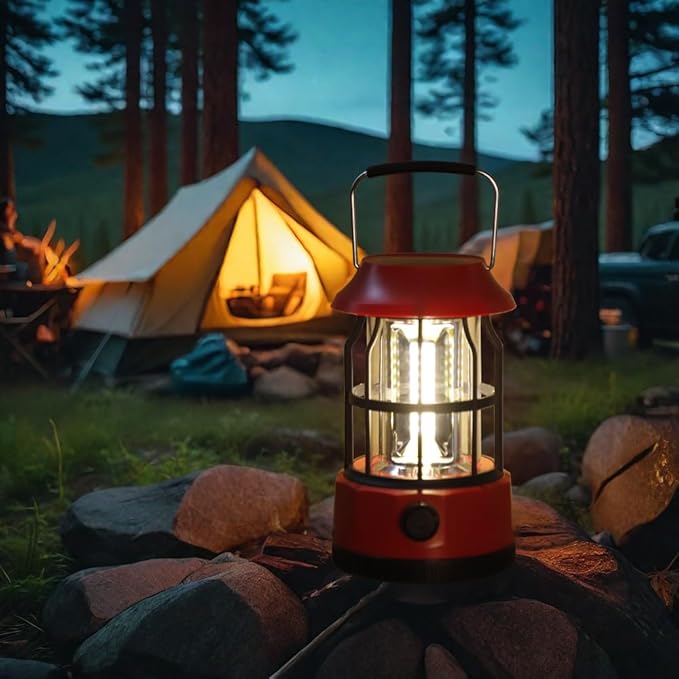 TRIROCKS Set of 8 LED Solar Camping Lantern Dimmable Rechargeable Lantern IPX3 Water-Resistant