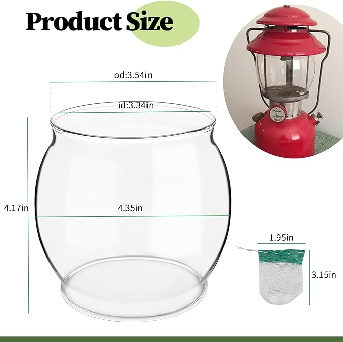 10-Pack Lantern Mantles & Glass Globe Replacement, Compatible with Coleman Lantern Parts & Ozark