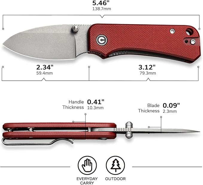CIVIVI Baby Banter Pocket Folding Knife for EDC, 2.34" Blade Small Knife with Titanium Thumb Stud