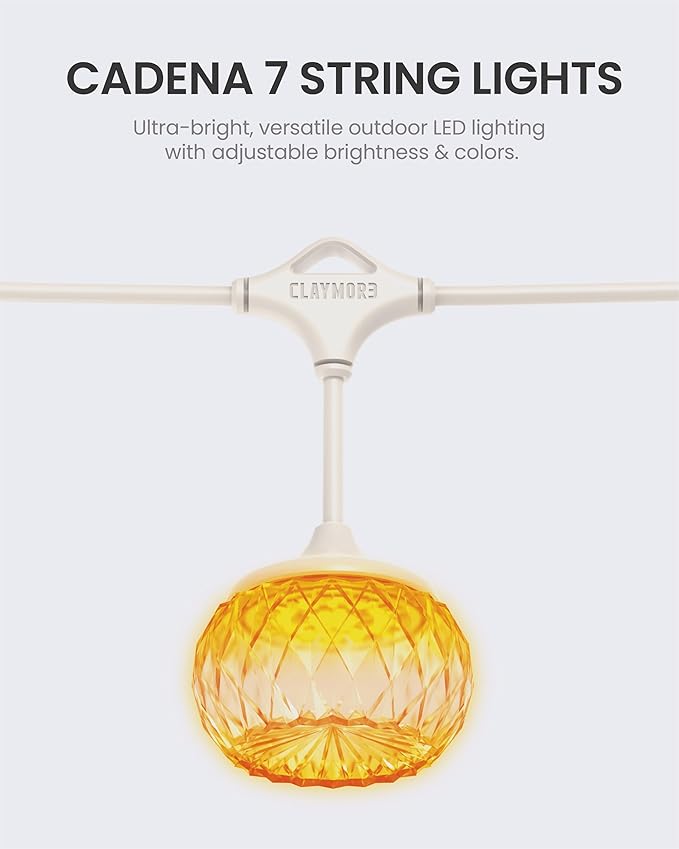Claymore Cadena 7 String Lights - LED Outdoor String Lights for Halloween Decorations, Camping