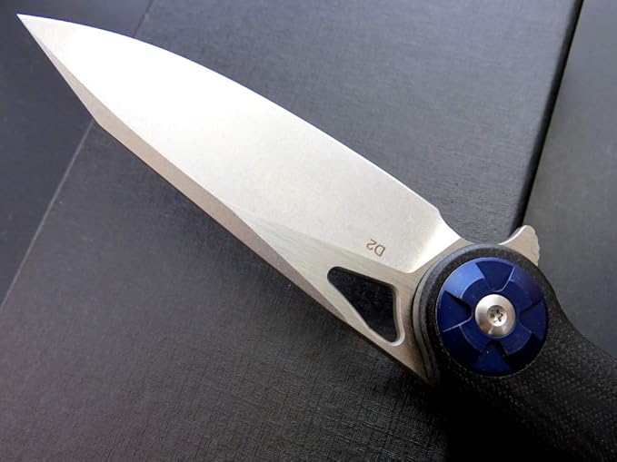 Eafengrow EF76 Folding Knife for Camping EDC Pocket Knife with G10 Handle & D2 Stone-washed Blade