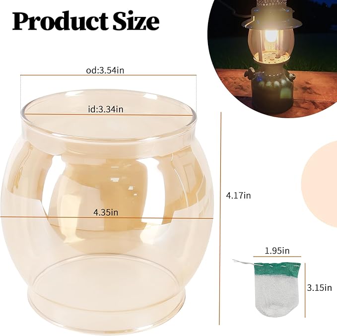 10-Pack Lantern Mantles & Glass Globe Replacement, Compatible with Coleman Lantern Parts & Ozark