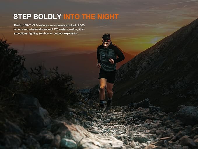 Fenix HL18R-T V2 USB Rechargeable 800 Lumen LED Jogging/Trail Running headlamp with EdisonBright