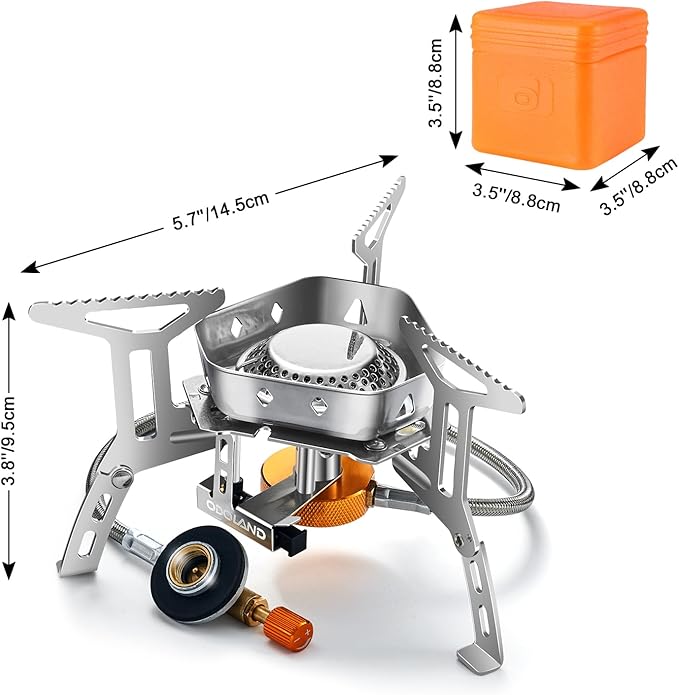 Odoland 3500W/6800W Windproof Camp Stove Camping Gas Stove with Fuel Canister Adapter, Piezo