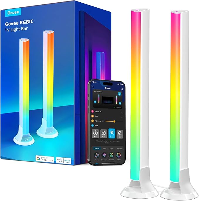 Govee RGBIC Light Bars, 15 Inches WiFi TV Backlight Suitable for 45-70 inch TVs, Smart Light Bars