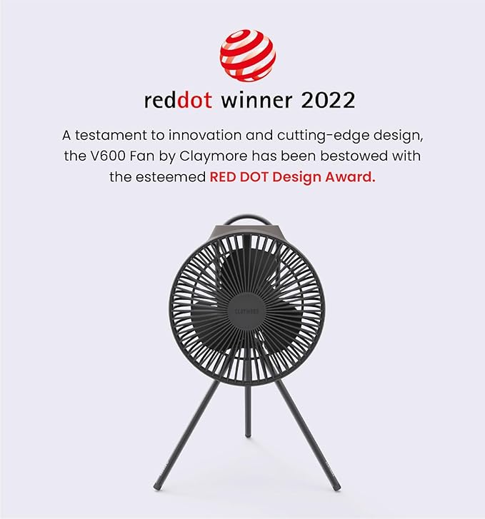 Claymore V600+ Warm Gray Rechargeable Portable Fan ??7,800mAh Battery, 4-Speed BLDC Ultra-Quiet Air
