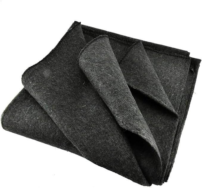 SE 51"x 80" Multipurpose Gray Wool Blanket - 50% Wool, Lightweight 2 lb, Zippered Bag Included
