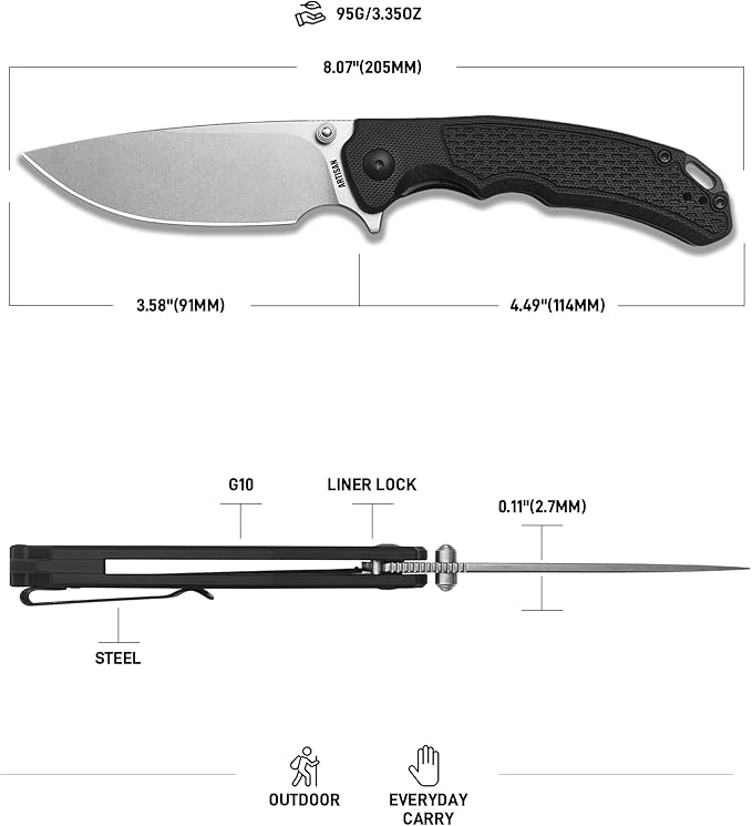 ARTISANCUTLERY Tradition V2 Pocket Knife for Men, 3.58" AR-RPM9 Steel Blade G10 Handle Folding