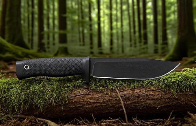 Tactical Fixed Blade Knife, 5.87 inch Blade, 4.65 inch Kray-Ex Handle, Stonewashed 420 Stainless