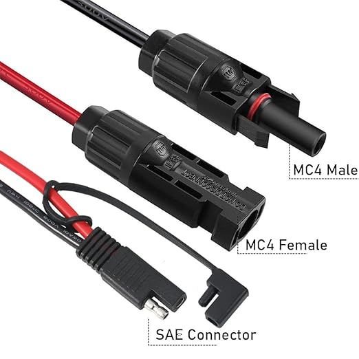 1ft 10AWG Solar Panel Connector Cable, SAE to MC-4 Male Female Adapter PV Extension Cable with SAE