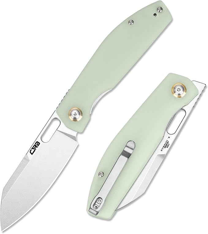 CJRB Pocket EDC Knife - Ekko(J1929) Small Folding Knife AR-RPM9 Steel Blade and Natural Green G10