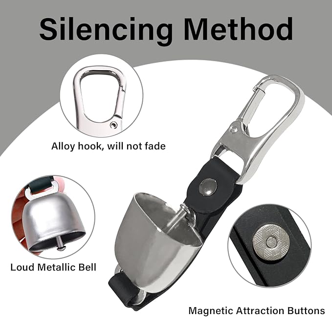 Bear Bell with Magnetic Silencer|Bear Bells for Hiking & Camping|Bear Deterrent Device with