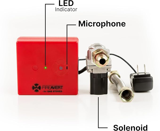 FireAvert-Gas Stove Auto Shut-Off Device (1/2" Pipe Line), Oven Monitoring Solution for Senior