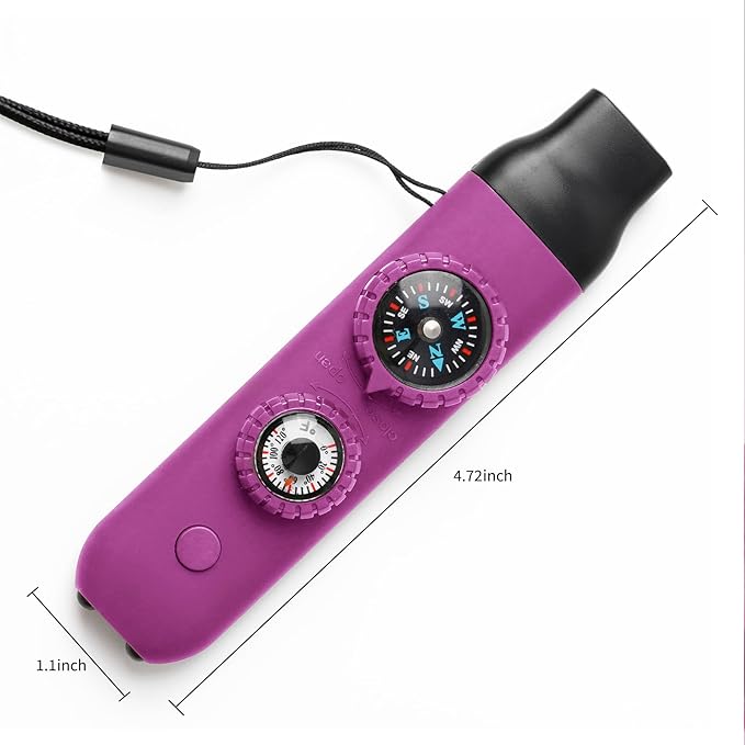 Multifunctional Survival Emergency Whistle for Kids with Compass Hiking Survival, Thermometer &