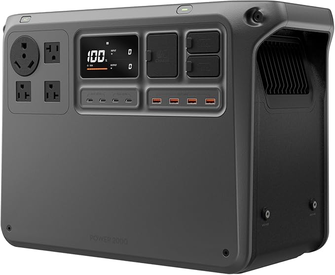 DJI Power 2000 Portable Power Station, 2048Wh LFP Battery, Compact Size, 3000W Stable Output, 0-80%