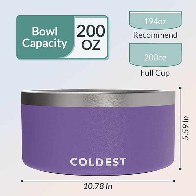 Coldest Dog Bowl - Anti Rust Metal, Non Slip, 3 Layers Insulated Stainless Steel Dog Bowls - Spill