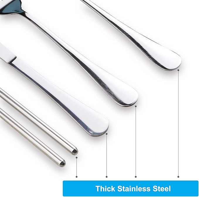 Portable Silverware Set with Case, Lengnoyp Travel Camping Utensils Set, Premium Stainless Steel