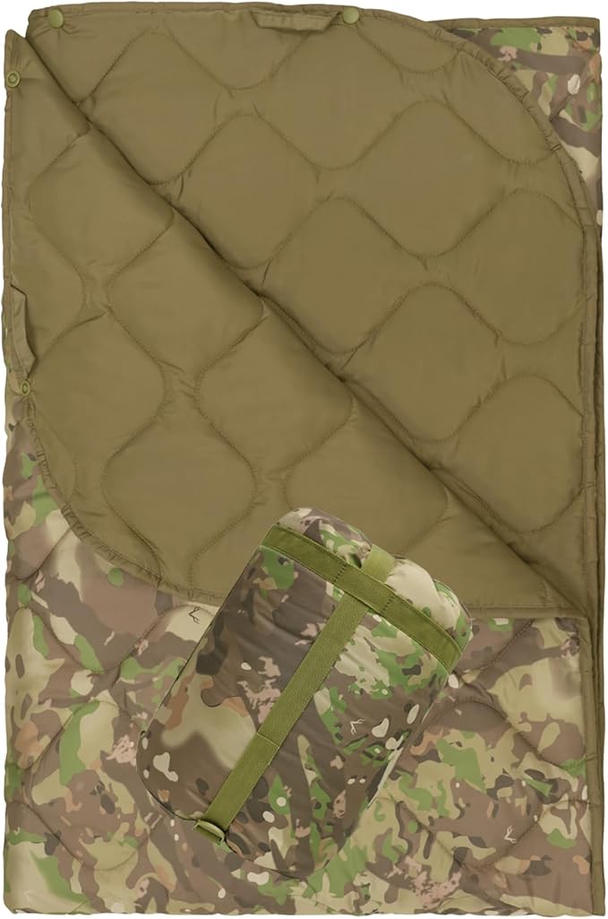Military Poncho Liner 55”x 79” Camping Blanket Insulation Compact Waterproof for Travel Stadium
