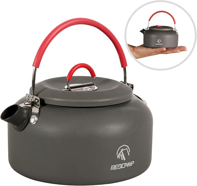 REDCAMP 0.8L Mini Outdoor Camping Kettle, Aluminum Water Pot with Carrying Bag, Compact Lightweight
