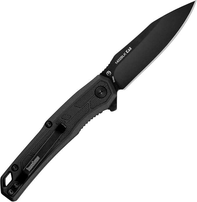 Kershaw Appa Folding Tactical Pocket Knife, SpeedSafe Opening, 2.75 inch Black Blade and Handle