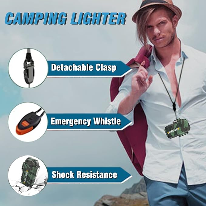 Torch Lighter, 2 Pack Butane Lighter, Windproof Outdoor Gas Lighter Adjustable Jet Flame Lighters