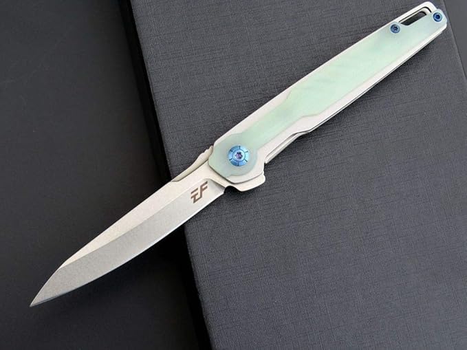 Eafengrow EF942 EDC Folding Knife, D2 Steel Blade Titanium Plating & G10 Handle,Pocket Clip with