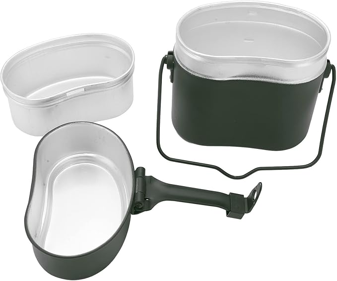 Military Mess Tin, Aluminium 180??Temperature Resistant Military Lunch Box Cookware Mess Kit Pots