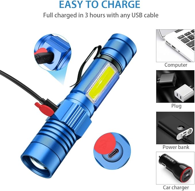 Rechargeable LED Flashlights, Magnetic Flashlight Super Bright Tactical Flashlight with