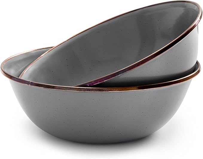 Barebones Enamel Bowl Set - Dish Set of 2 Bowls - Enamelware Set for Camping and Everyday Use