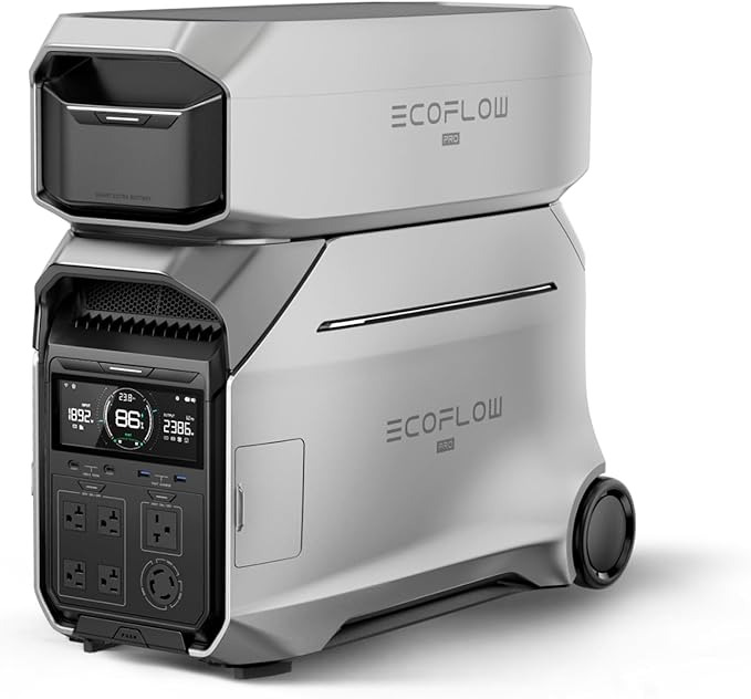 EF ECOFLOW 8kWh Portable Power Station: DELTA Pro 3 with Extra Battery, 120/240V 4000W AC Output