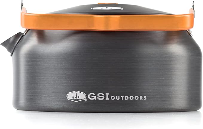 GSI Outdoors Halulite Tea Kettle, Ultralight Aluminum Camping Kettle, Durable, Fast-Boil for