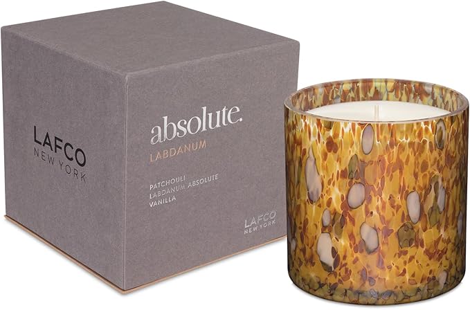 LAFCO New York Signature Candle, Labdanum - 15.5 oz - 90-Hour Burn Time - Reusable, Hand Blown