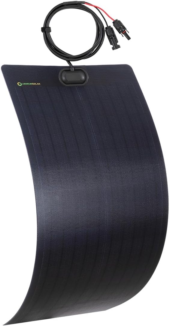 Lensunsolar 55W 12V ETFE Black Flexible Solar Panel, PERC Mono Solar Cells, Ultrathin Ultra