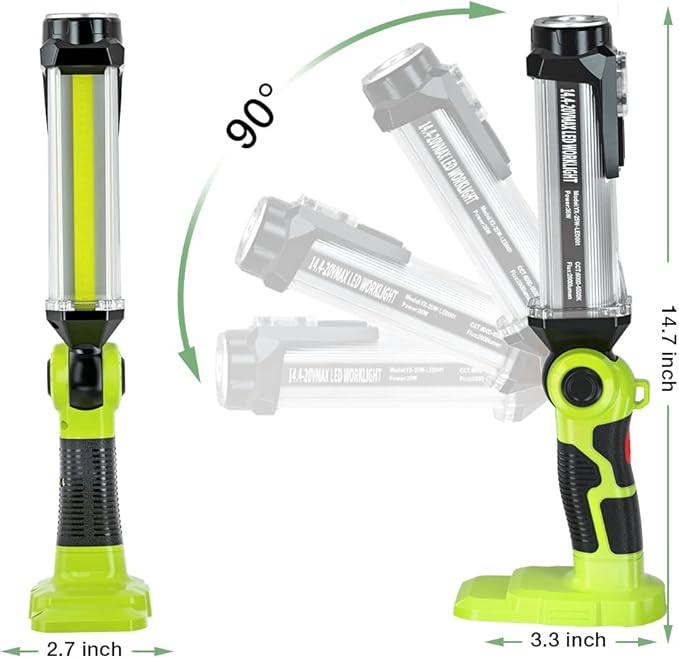 YEX-BUR Flashlight for Ryobi 18V Battery, 25W 2000LM LED Work Light, Portable Floodlights, Camping
