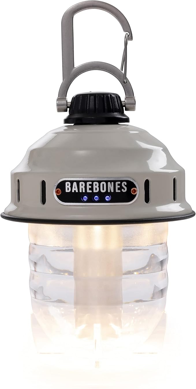 Barebones Beacon Hanging Light ??Vintage White, Rechargeable LED Camping Lantern with Adjustable