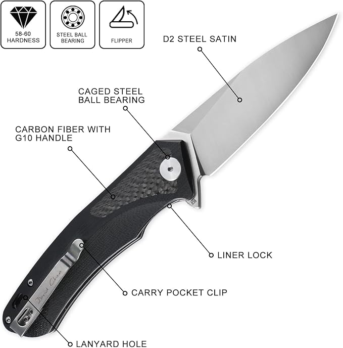 Petrified fish PF838CS 3.74" D2 steel flipper folding knives outdoor pocket knife G10+Carbon fiber