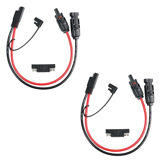 2Pcs 1FT 10AWG Solar Panel Connector Cable, SAE to MC-4 Male Female Adapter PV Extension Cable with
