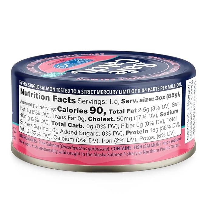 Safe Catch Wild Pacific Pink Salmon Canned Wild-Caught No Salt Added Skinless Boneless Salmon Fish