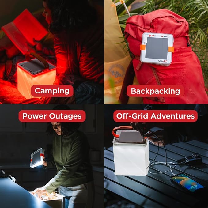 LuminAID Survivor Solar Lantern with Dual Phone Charger - Inflatable LED Lamp for Camping, Hiking