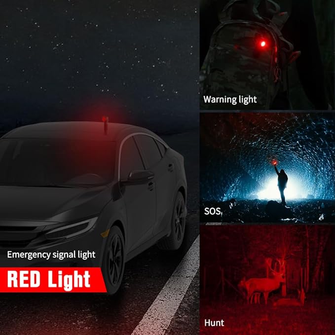 NICRON B75T LED Tactical Flashlight with Red White Dual Light, 90 Degree Rotating Head, Magnetic